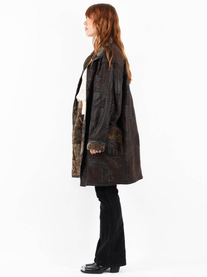 Vintage 90's Women Sheepskin Coat in BrownV9794