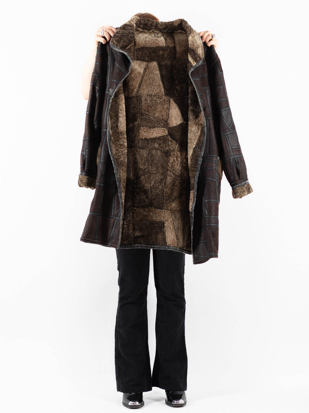 Vintage 90's Women Sheepskin Coat in BrownV9794