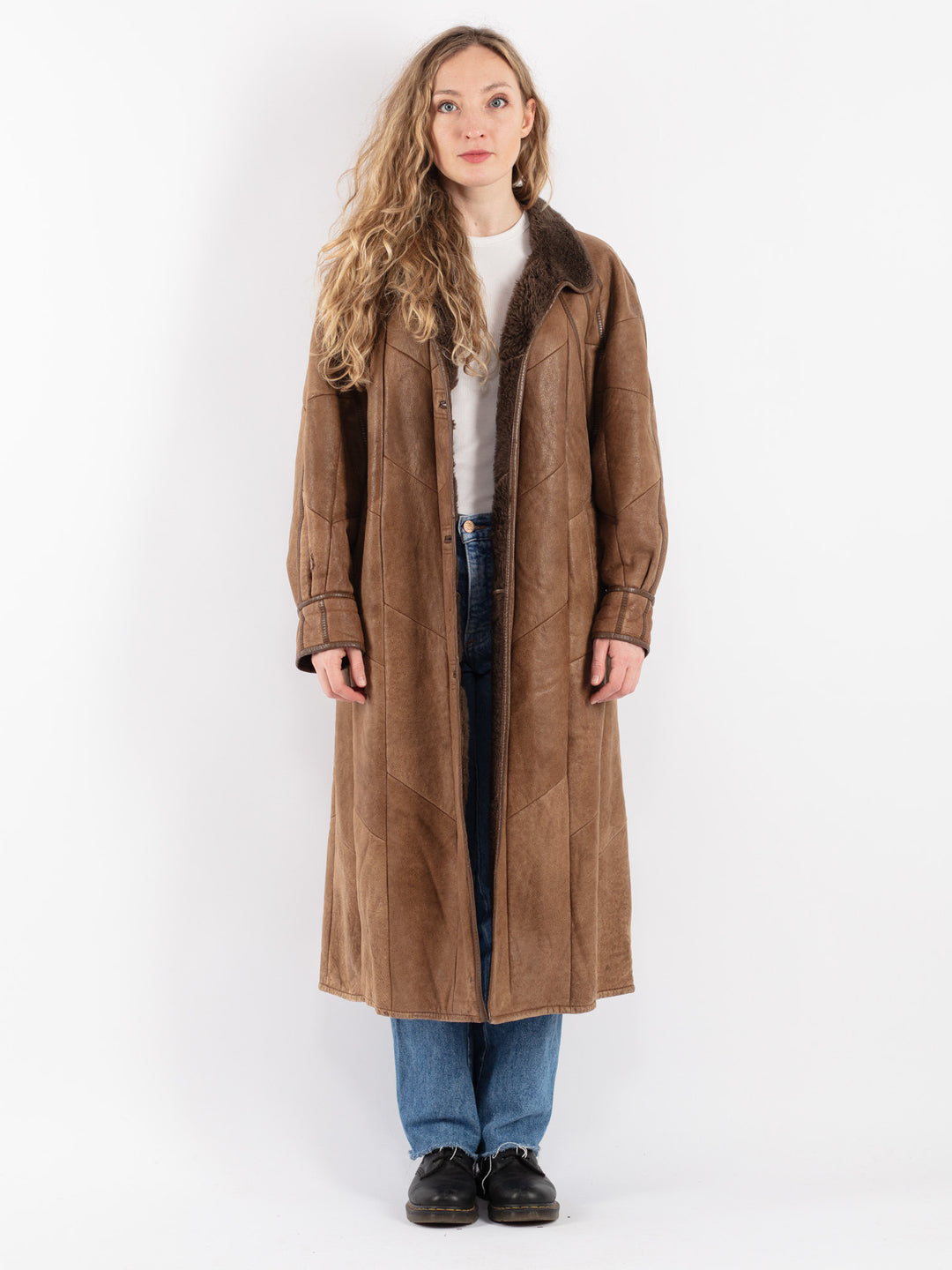 Vintage 90's Women Sheepskin Coat in BrownV9058