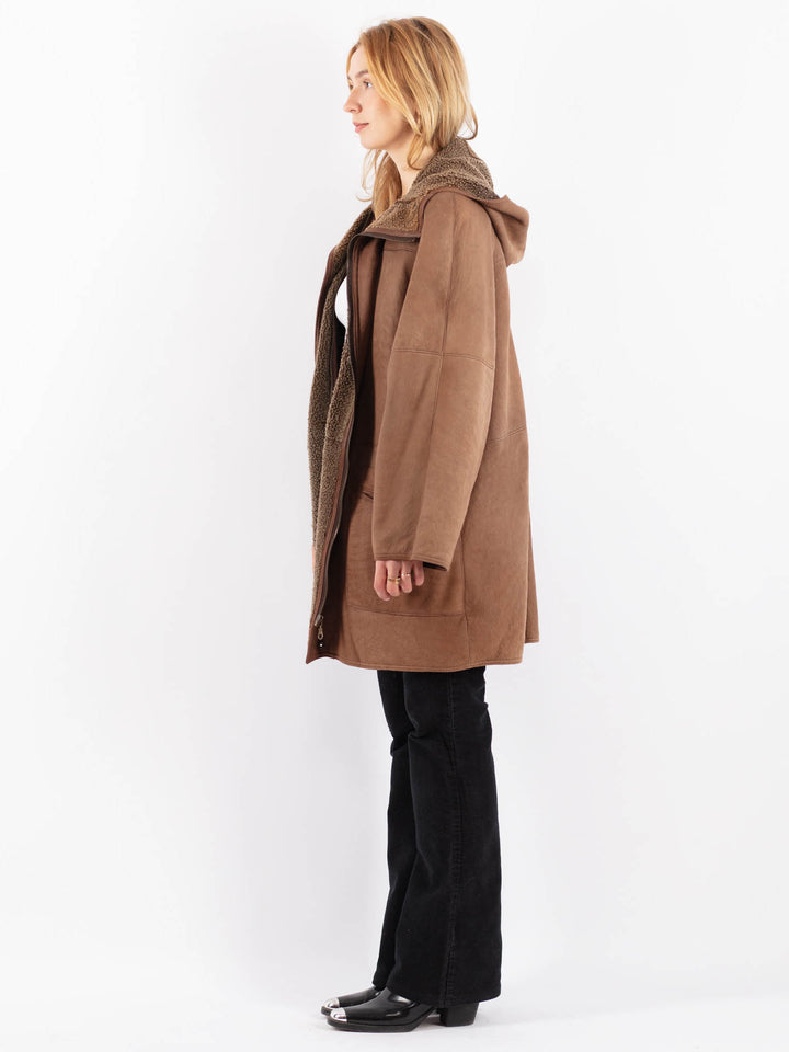 Vintage 90's Women Sheepskin Coat in BeigeV9670