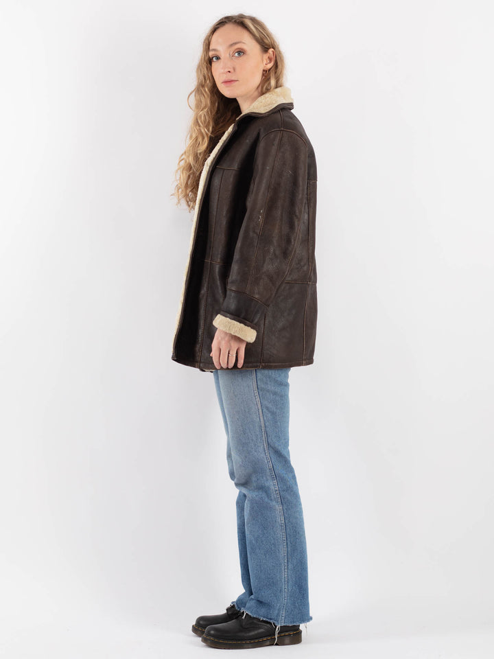 Vintage 90's Women Sheepskin Coat in BrownV9252