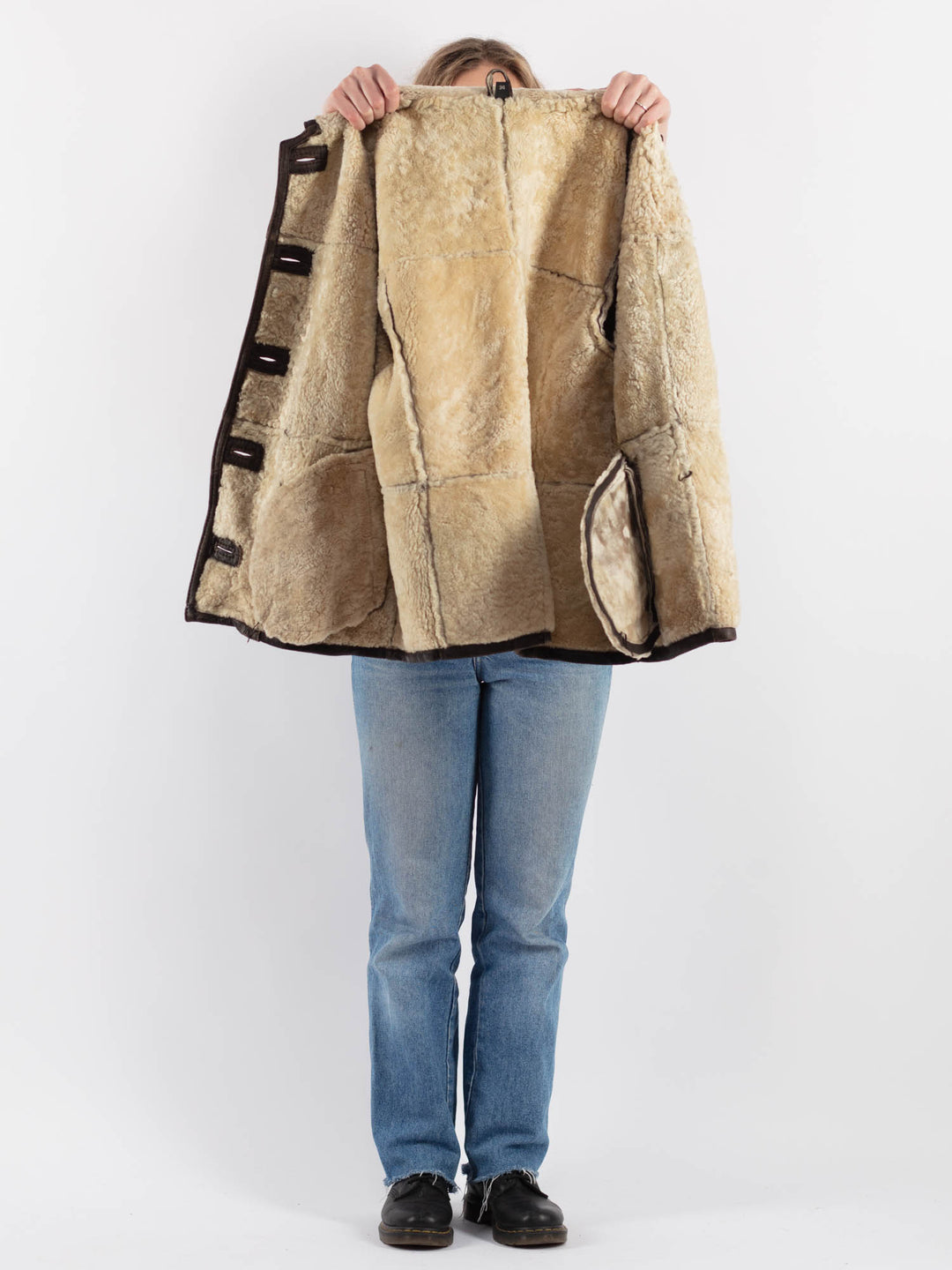 Vintage 90's Women Sheepskin Coat in BrownV9252