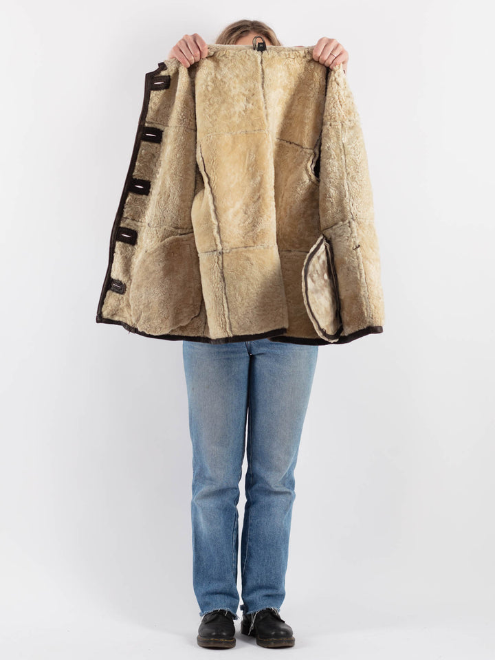 Vintage 90's Women Sheepskin Coat in BrownV9252