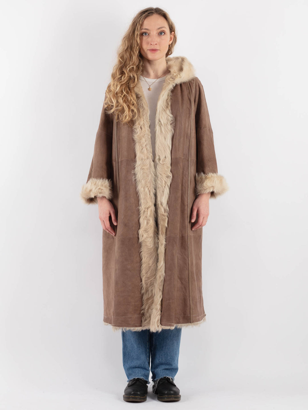 Vintage 90's Women Sheepskin Coat in BrownV9253