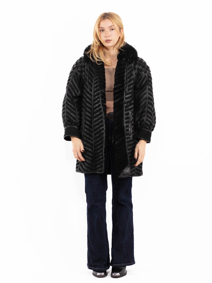 Vintage 90's Penny Lane Sheepskin Coat in Black