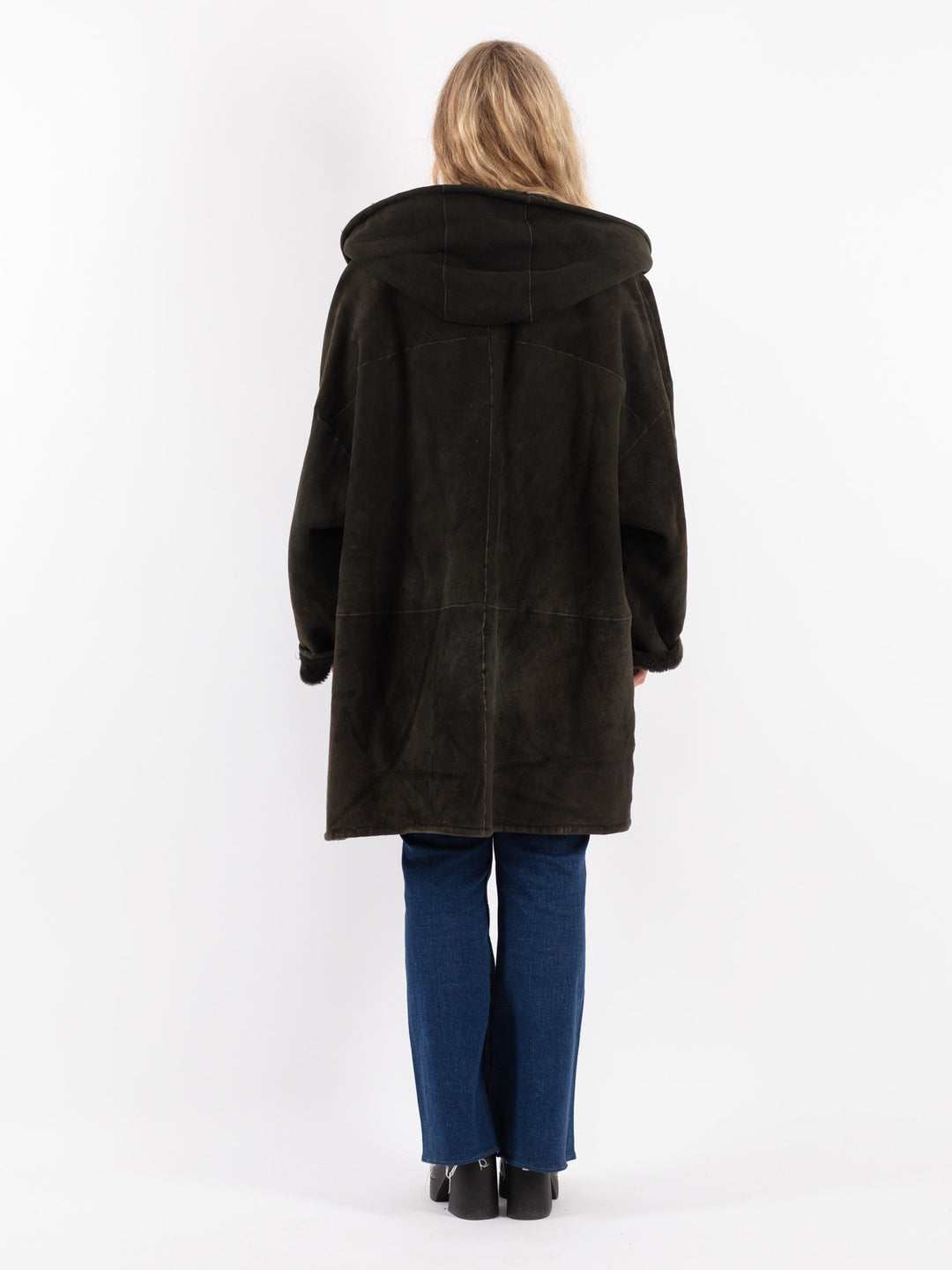 Vintage 90's Women Sheepskin Coat in Green