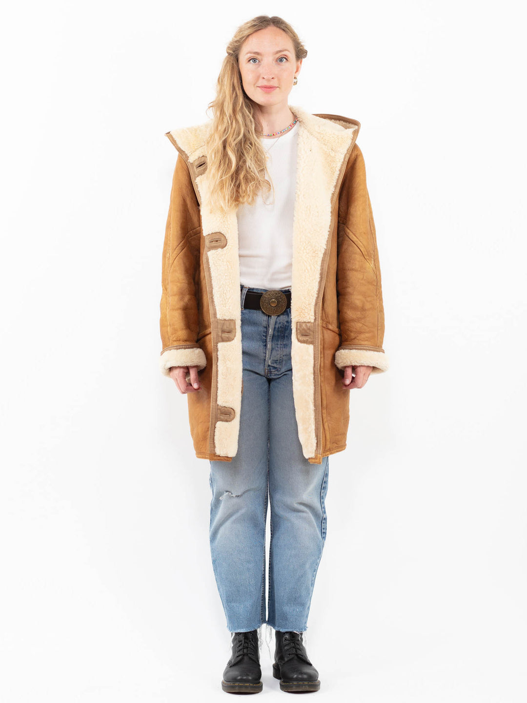 Vintage 90's Women Sheepskin Coat in BrownA0301