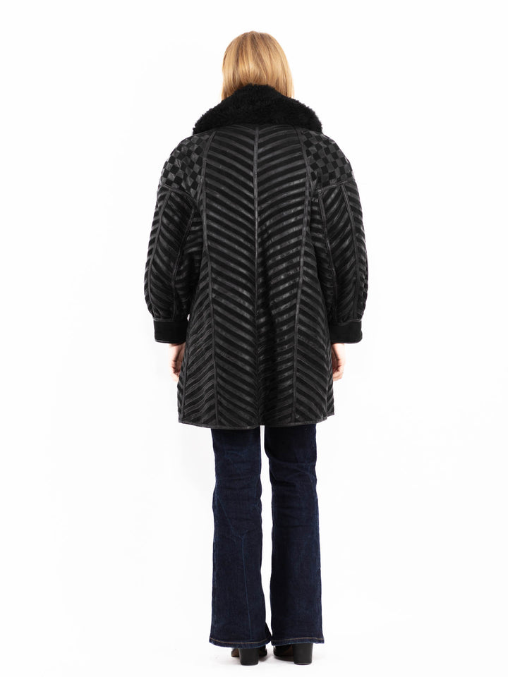 Vintage 90's Penny Lane Sheepskin Coat in Black