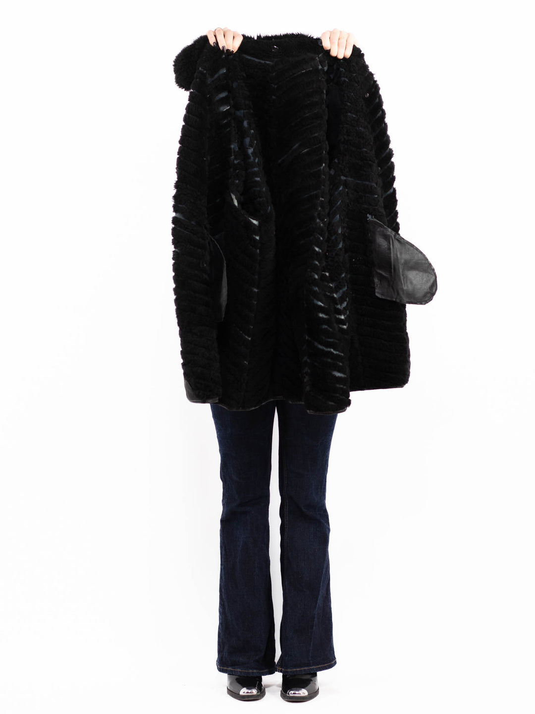 Vintage 90's Penny Lane Sheepskin Coat in Black
