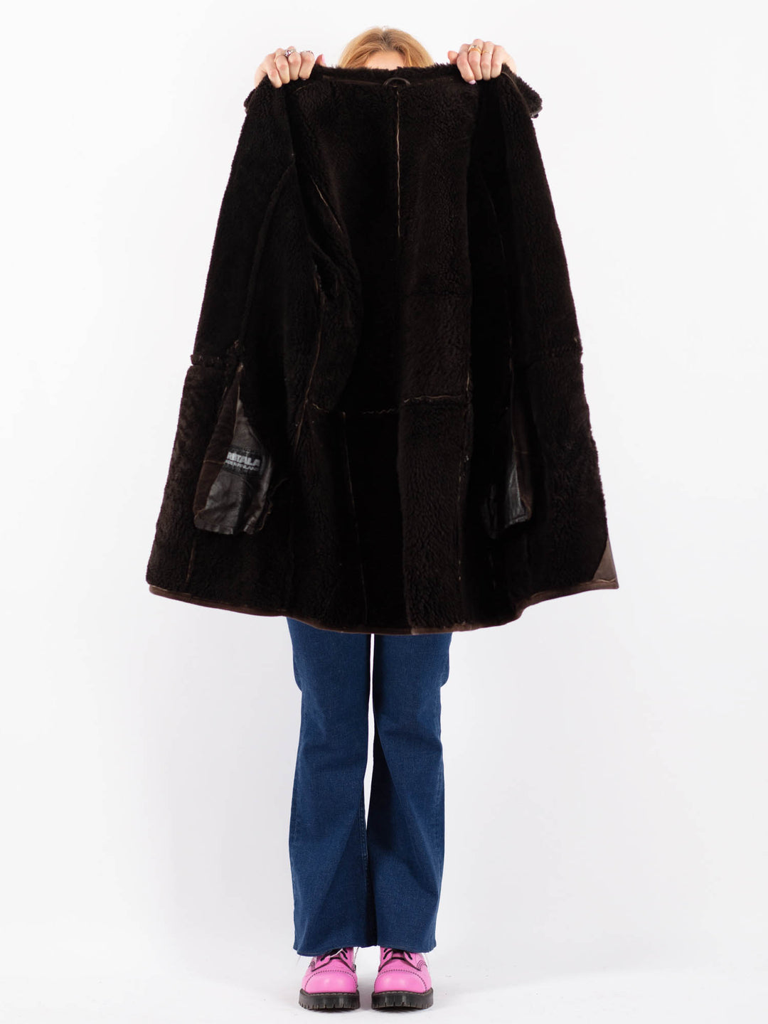 Vintage 90's Women Sheepskin Coat in BrownV9569