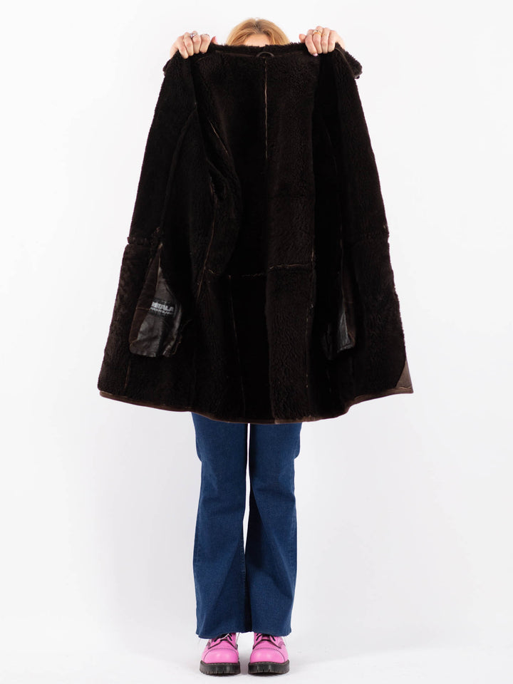 Vintage 90's Women Sheepskin Coat in BrownV9569