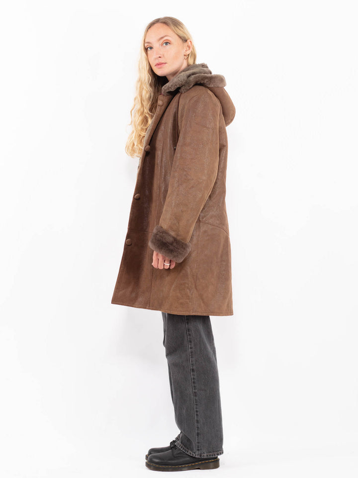 Vintage 90's Women Sheepskin Coat in BrownA0647