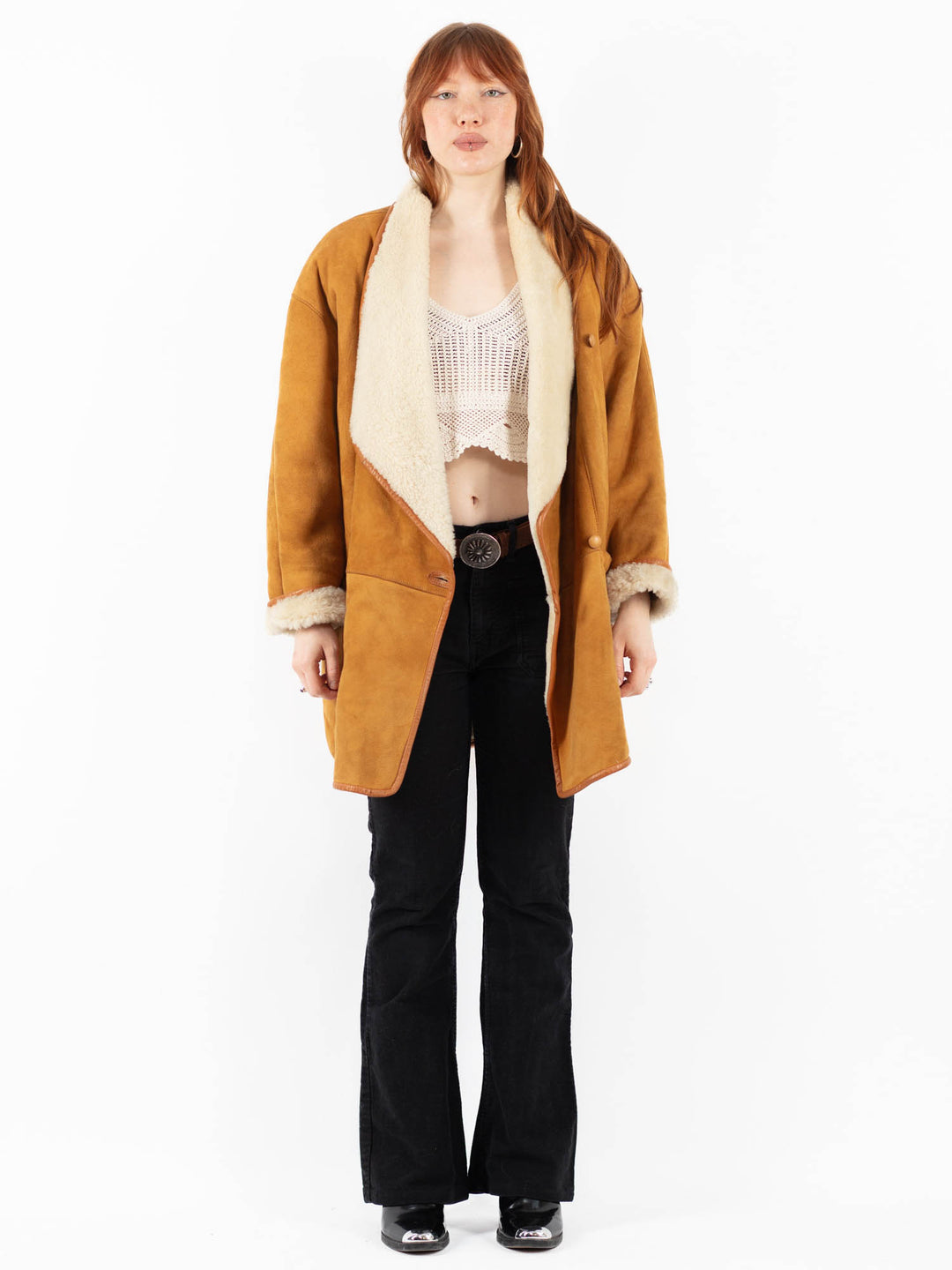 Vintage 80's Women Sheepskin Coat in BrownV9799