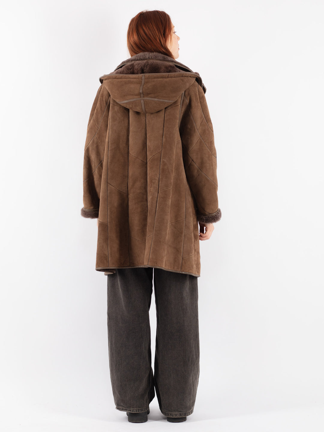Vintage 90's Women Sheepskin Coat in Brown