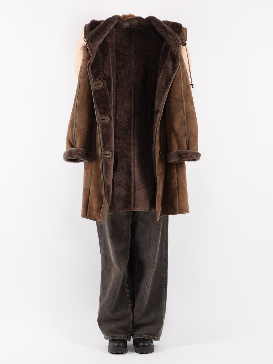 Vintage 90's Women Sheepskin Coat in Brown