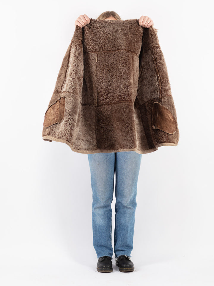 Vintage 90's Women Sheepskin Coat in Beige