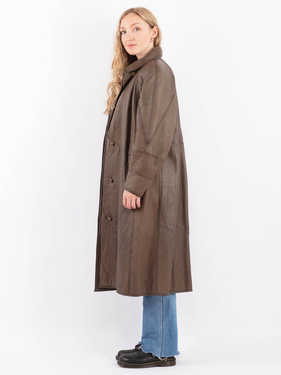 Vintage 90's Women Sheepskin Coat in BrownV9495