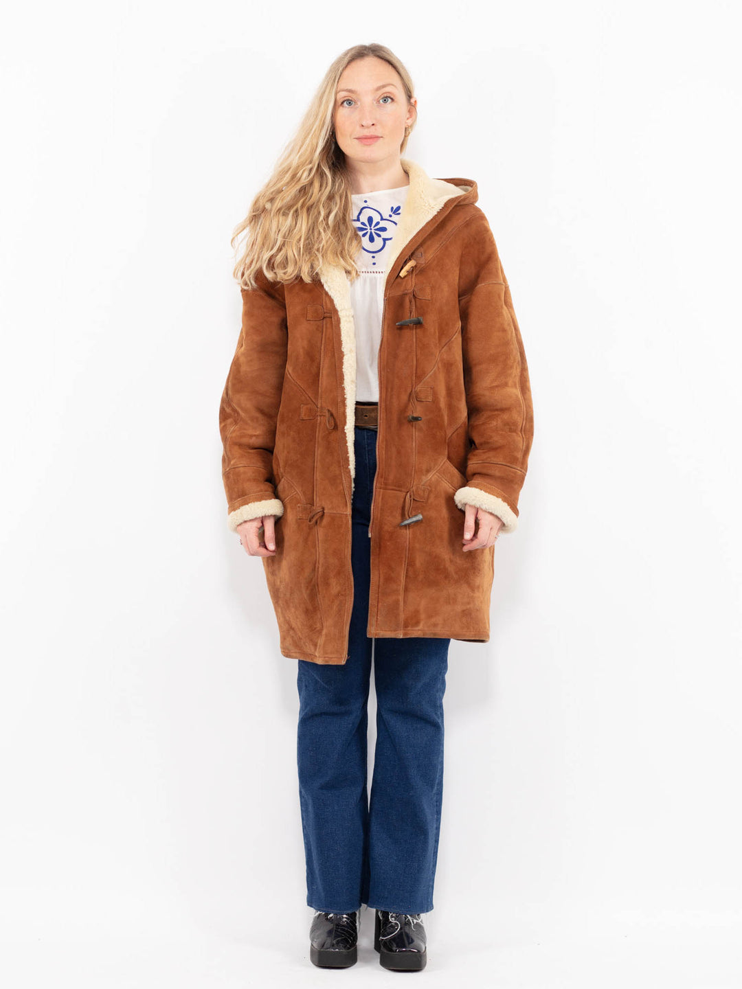 Vintage 90's Women Sheepskin Coat in BrownA1034