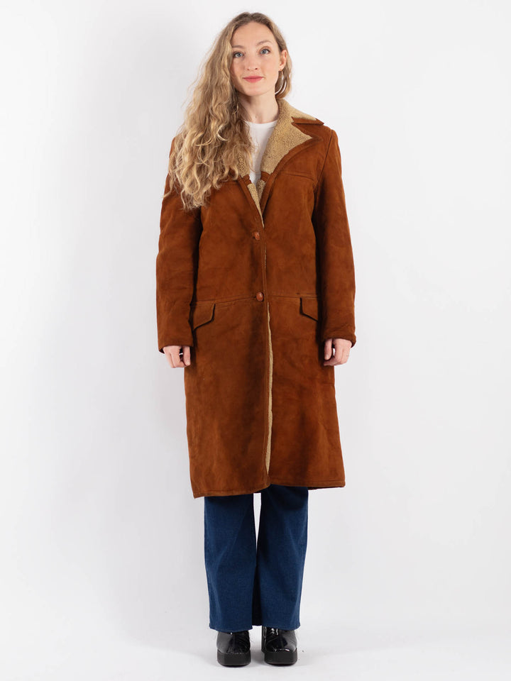 Vintage 90's Women Sheepskin Coat in BrownV9164