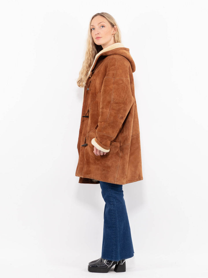 Vintage 90's Women Sheepskin Coat in BrownA1034