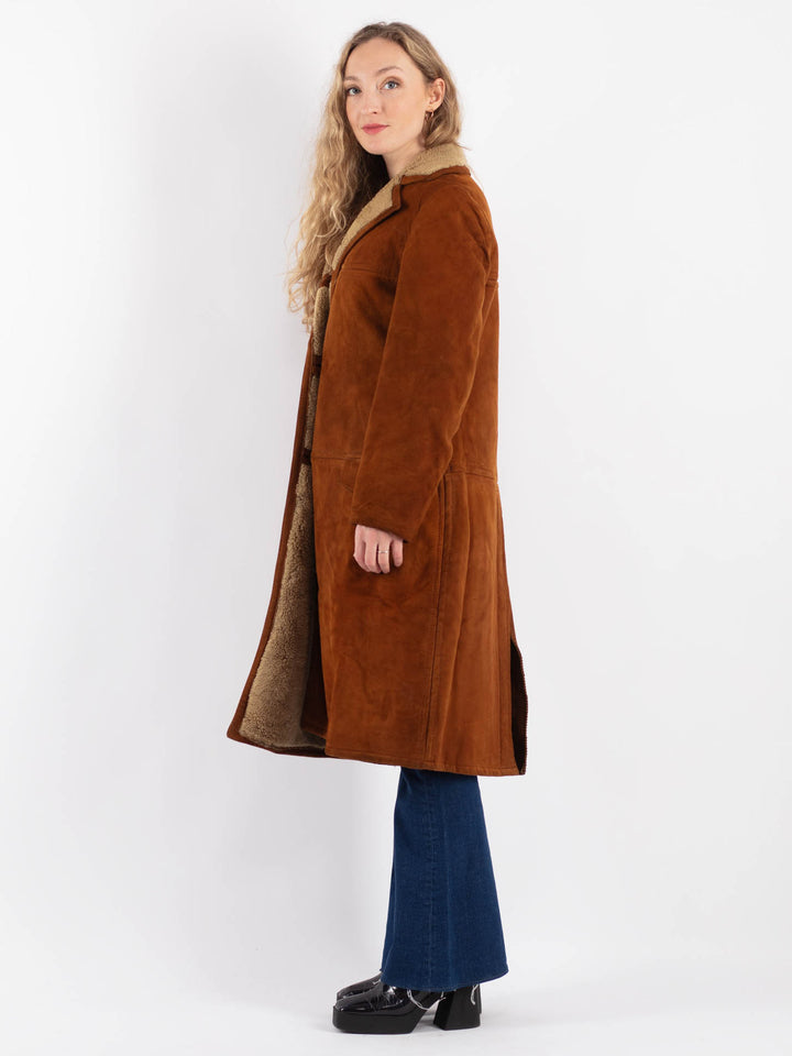Vintage 90's Women Sheepskin Coat in BrownV9164