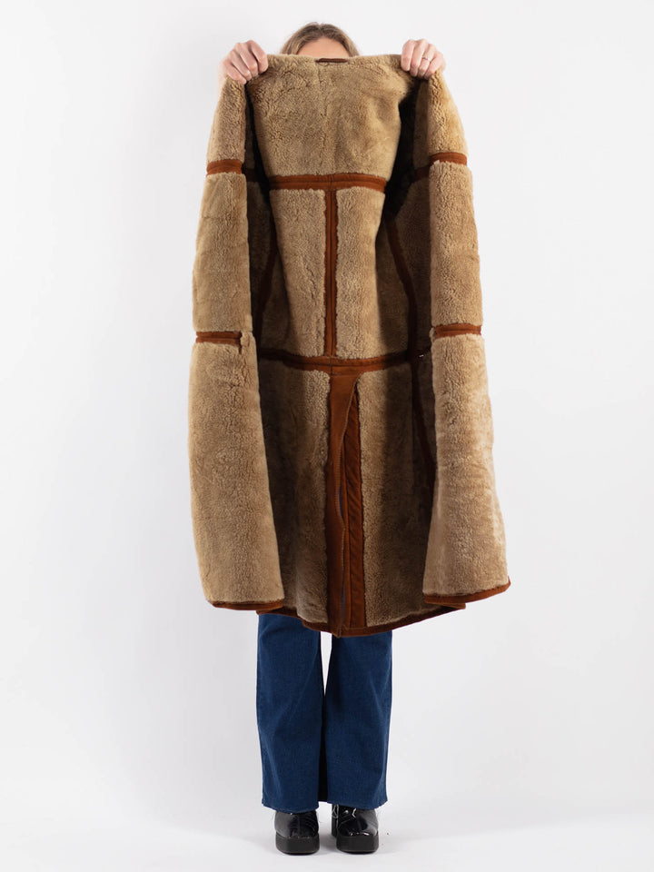 Vintage 90's Women Sheepskin Coat in BrownV9164