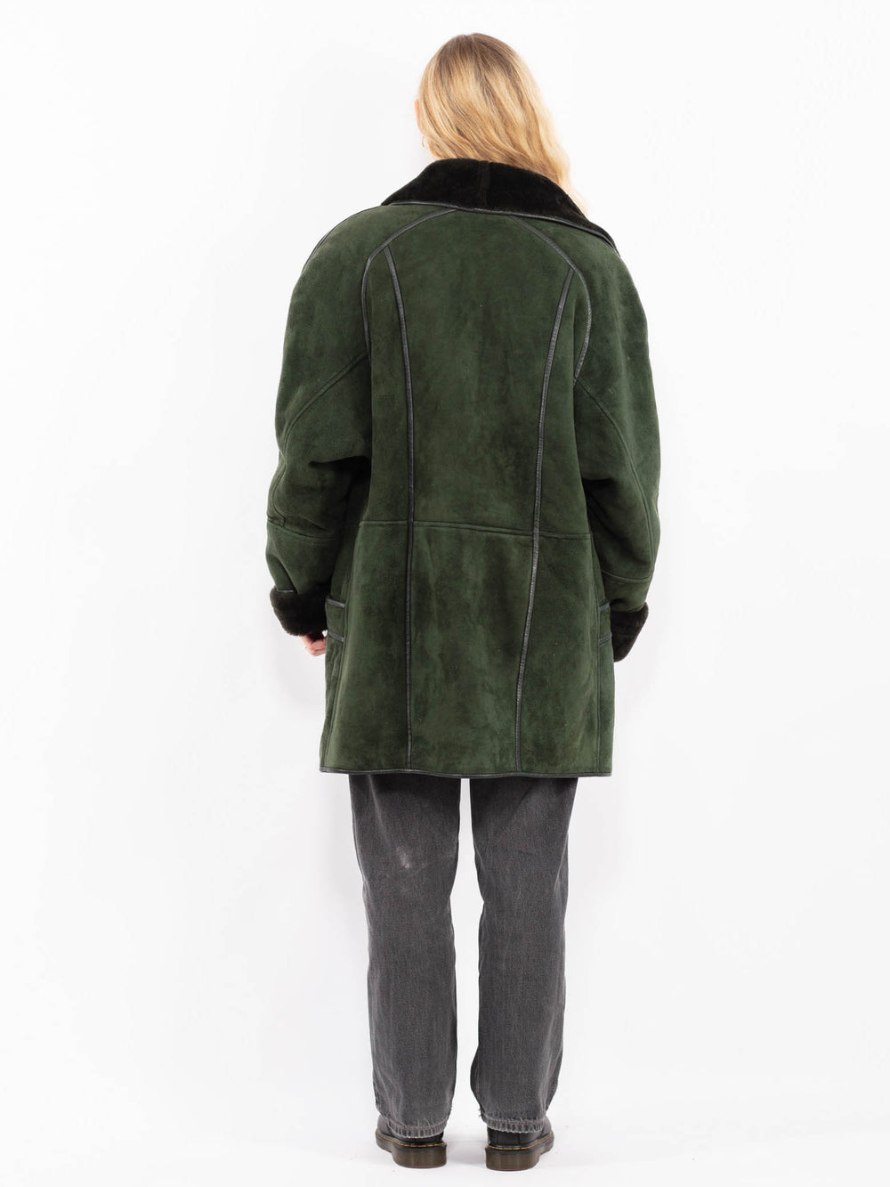 Vintage 90's Women Sheepskin Coat in GreenA0650