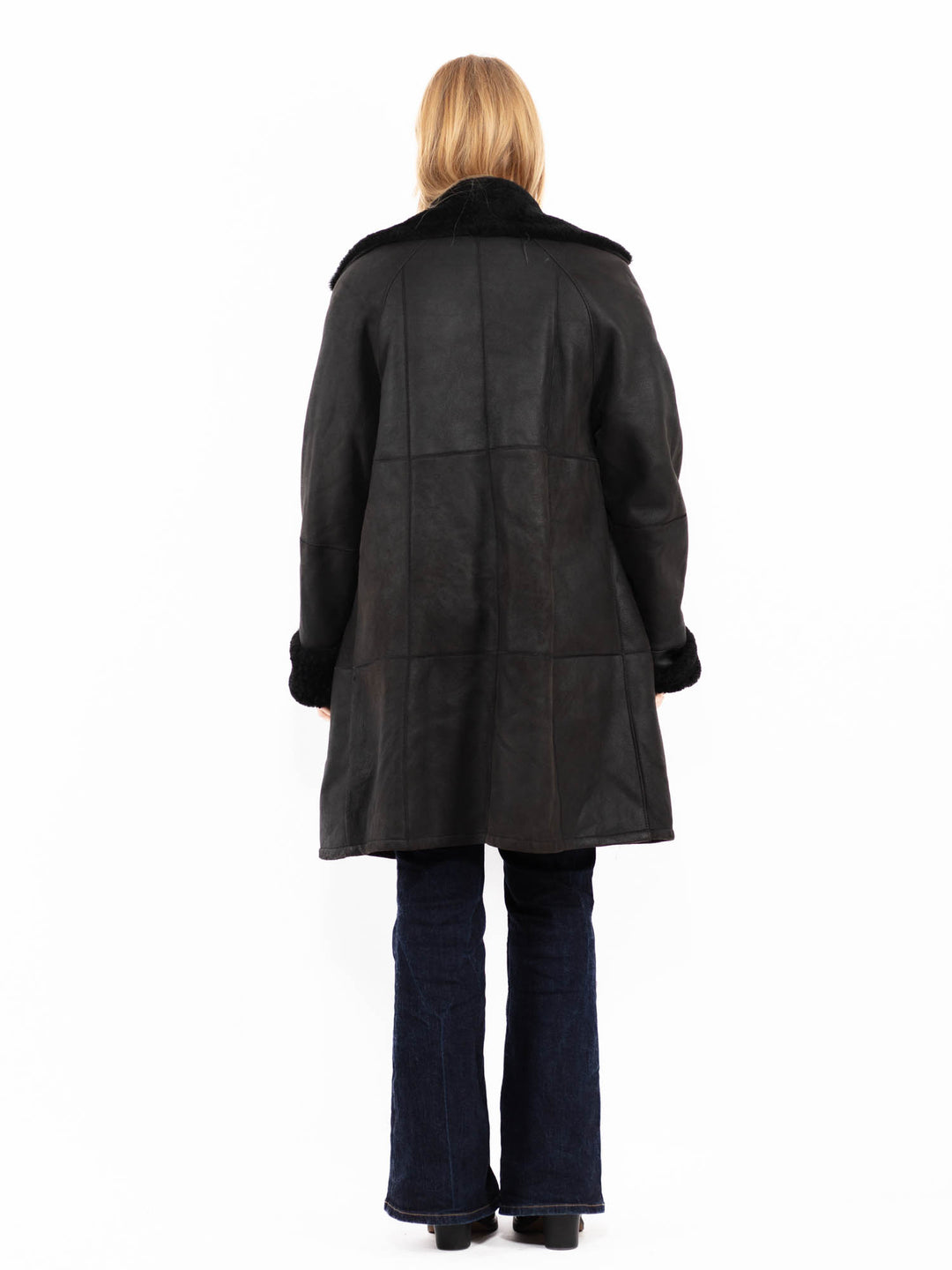 Vintage 90's Penny Lane Sheepskin Coat in Black