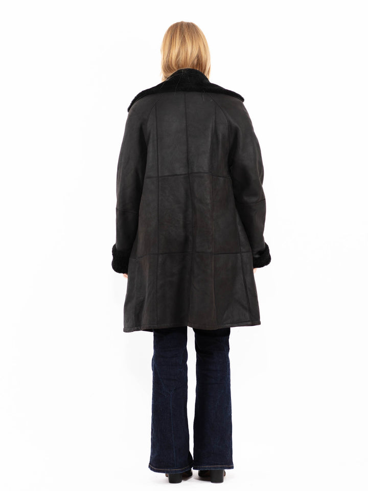 Vintage 90's Penny Lane Sheepskin Coat in Black