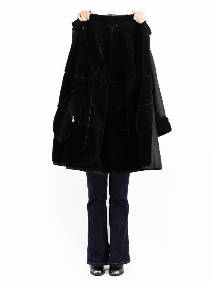 Vintage 90's Penny Lane Sheepskin Coat in Black