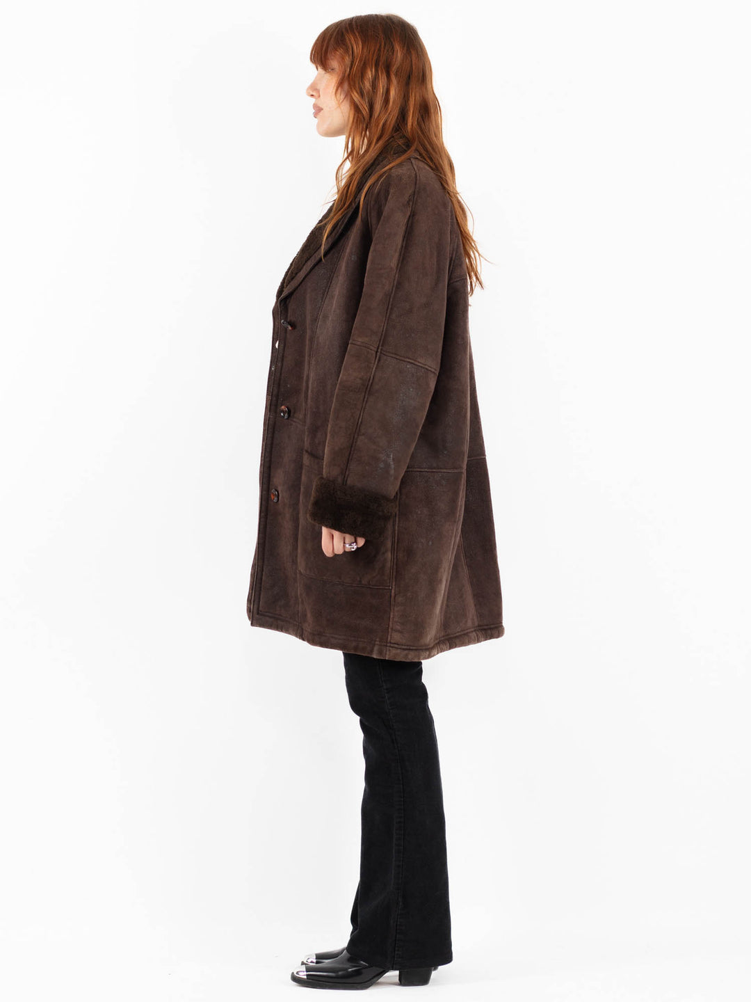 Vintage 90's Women Sheepskin Coat in BrownV9803