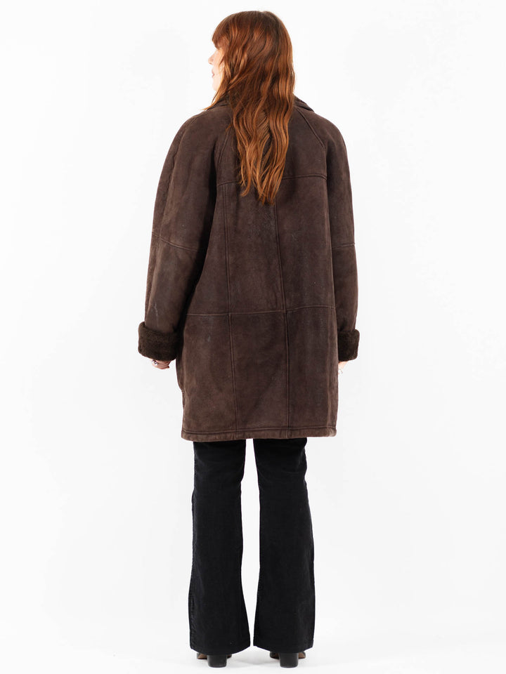 Vintage 90's Women Sheepskin Coat in BrownV9803