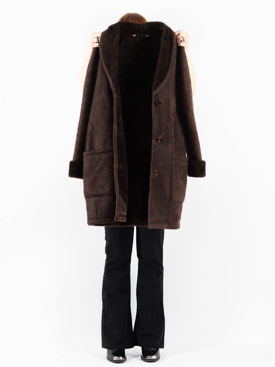 Vintage 90's Women Sheepskin Coat in BrownV9803