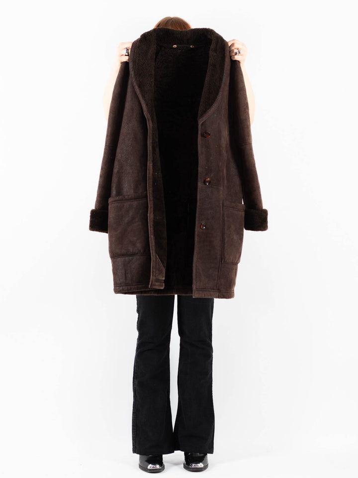 Vintage 90's Women Sheepskin Coat in BrownV9803