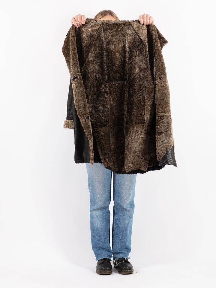 Vintage 90's Women Sheepskin Coat in BlackV8942