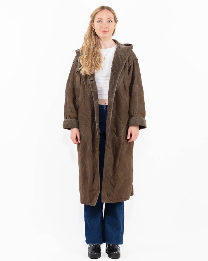Vintage 90's Women Sheepskin Coat in BrownA0006