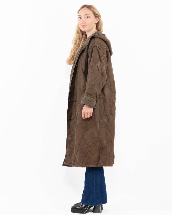 Vintage 90's Women Sheepskin Coat in BrownA0006