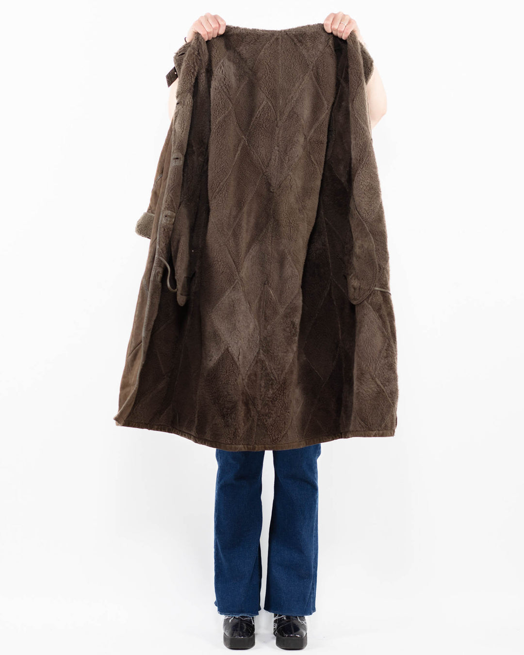 Vintage 90's Women Sheepskin Coat in BrownA0006