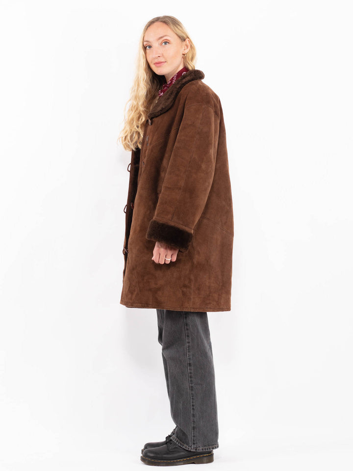 Vintage 90's Women Sheepskin Coat in BrownA0653