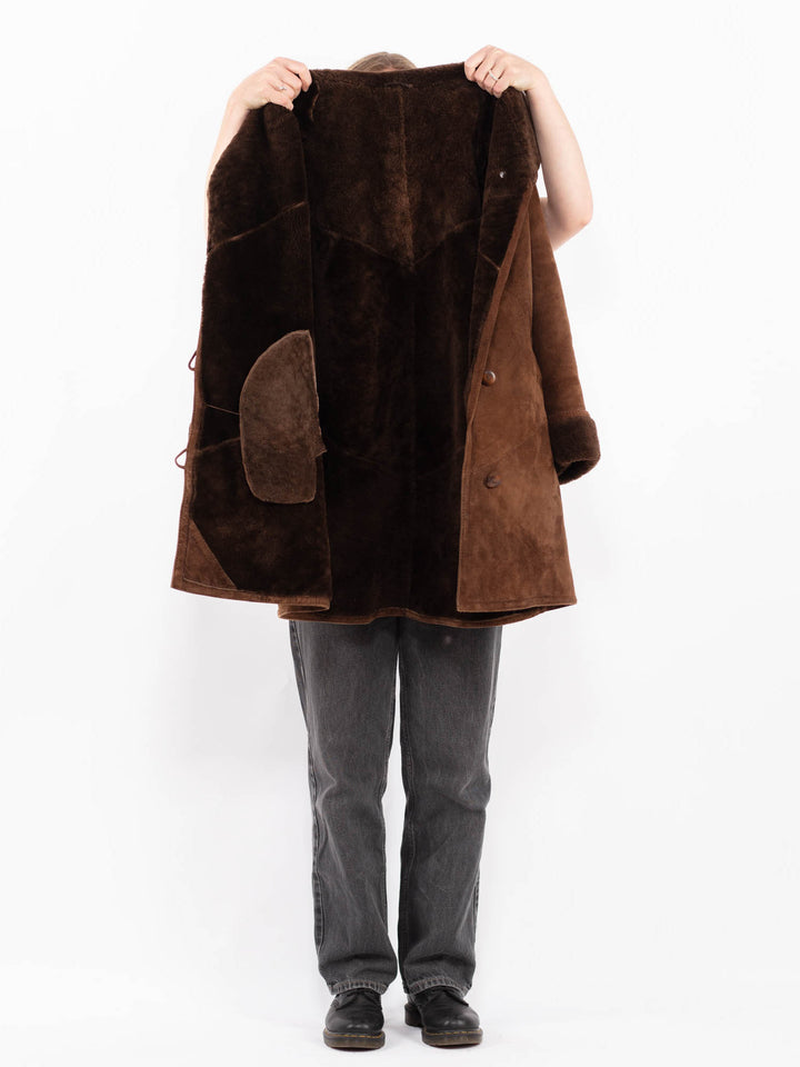 Vintage 90's Women Sheepskin Coat in BrownA0653