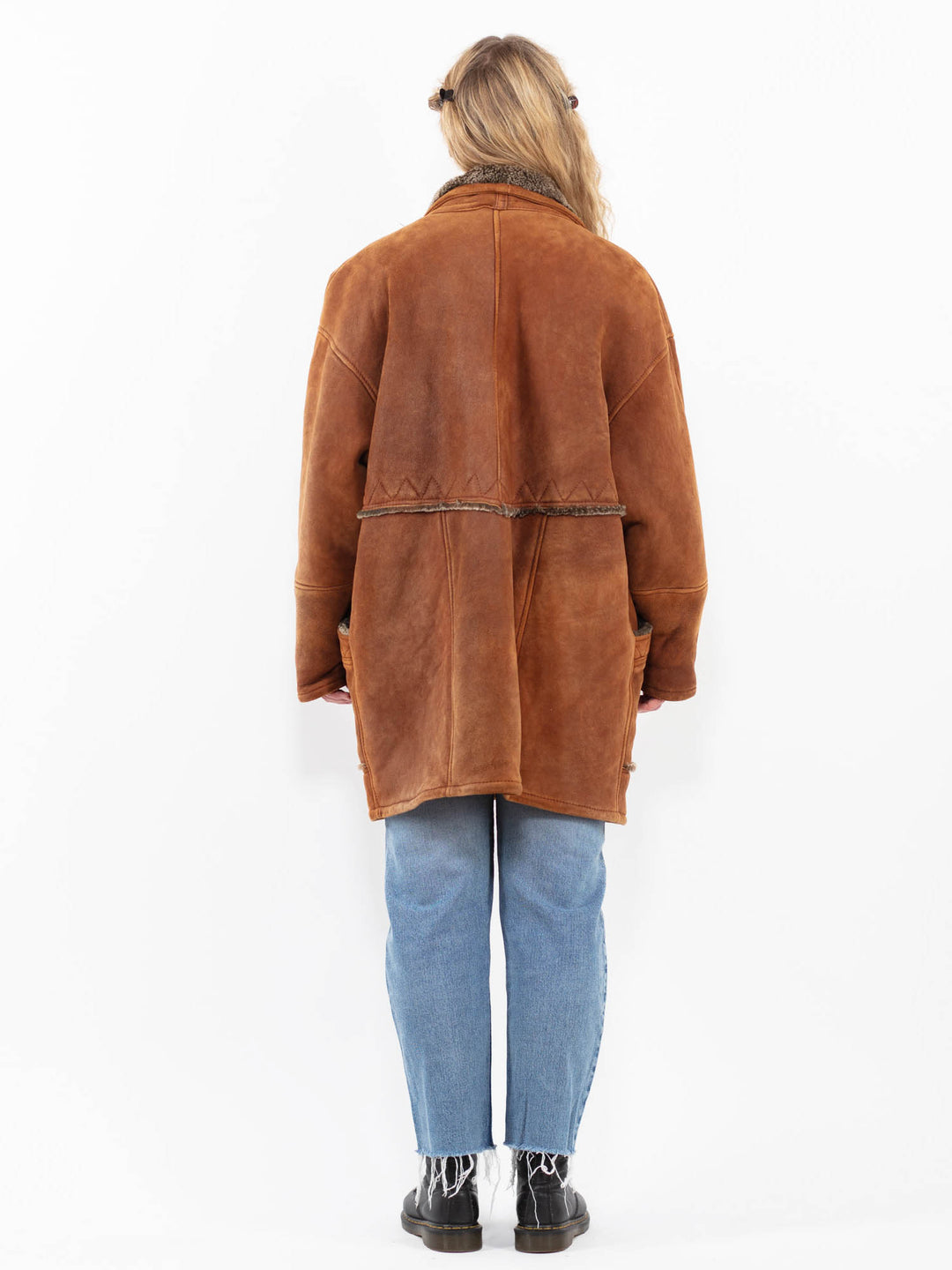 Vintage 90's Women Sheepskin Shearling Coat in BrownA0308