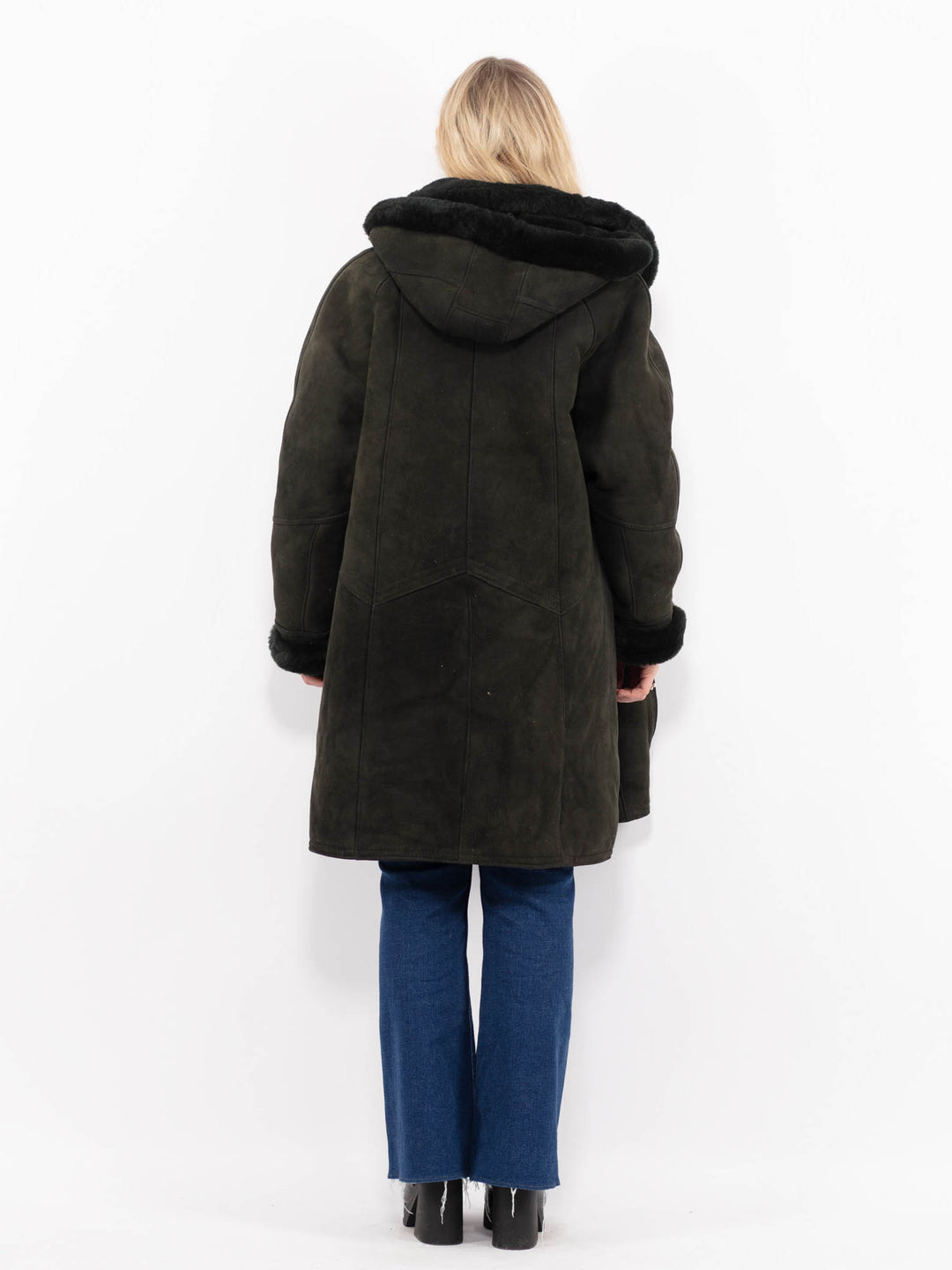 Vintage 90's Women Sheepskin Coat in GreenA10399