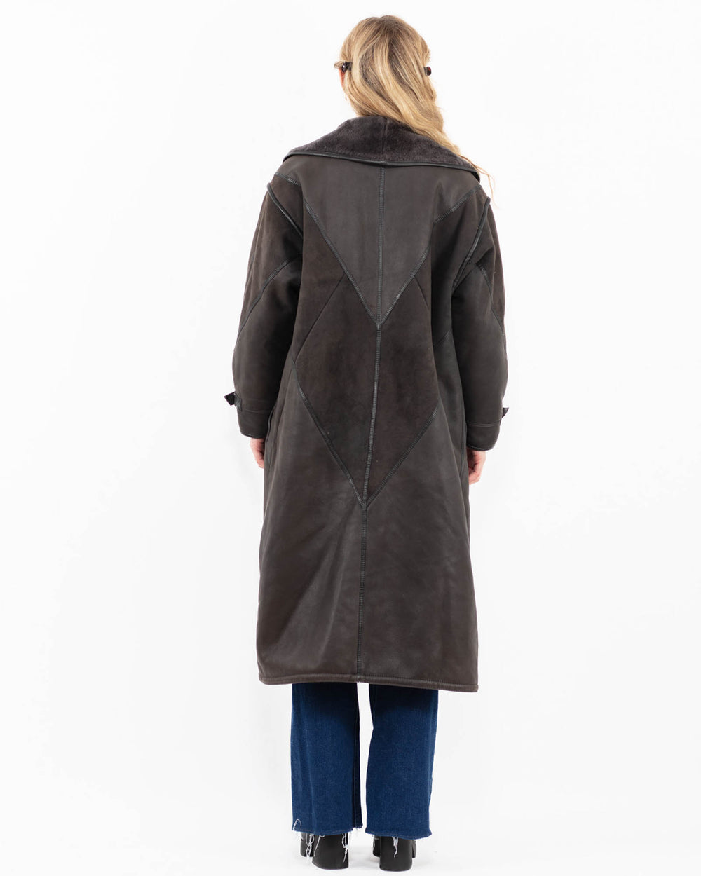 Vintage 90's Women Sheepskin Coat in GrayA0007