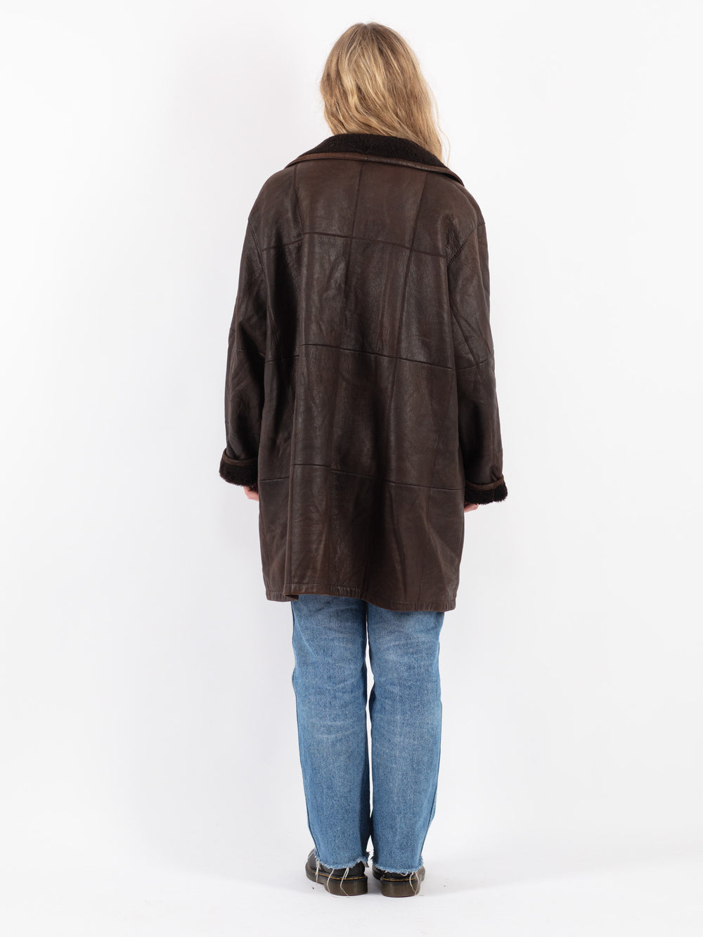 Vintage 90's Women Sheepskin Coat in Brown