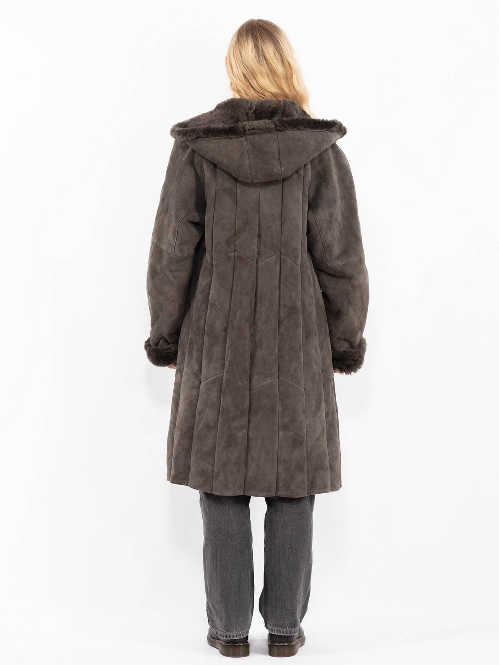 Vintage 90's Women Sheepskin Coat in GrayA0654