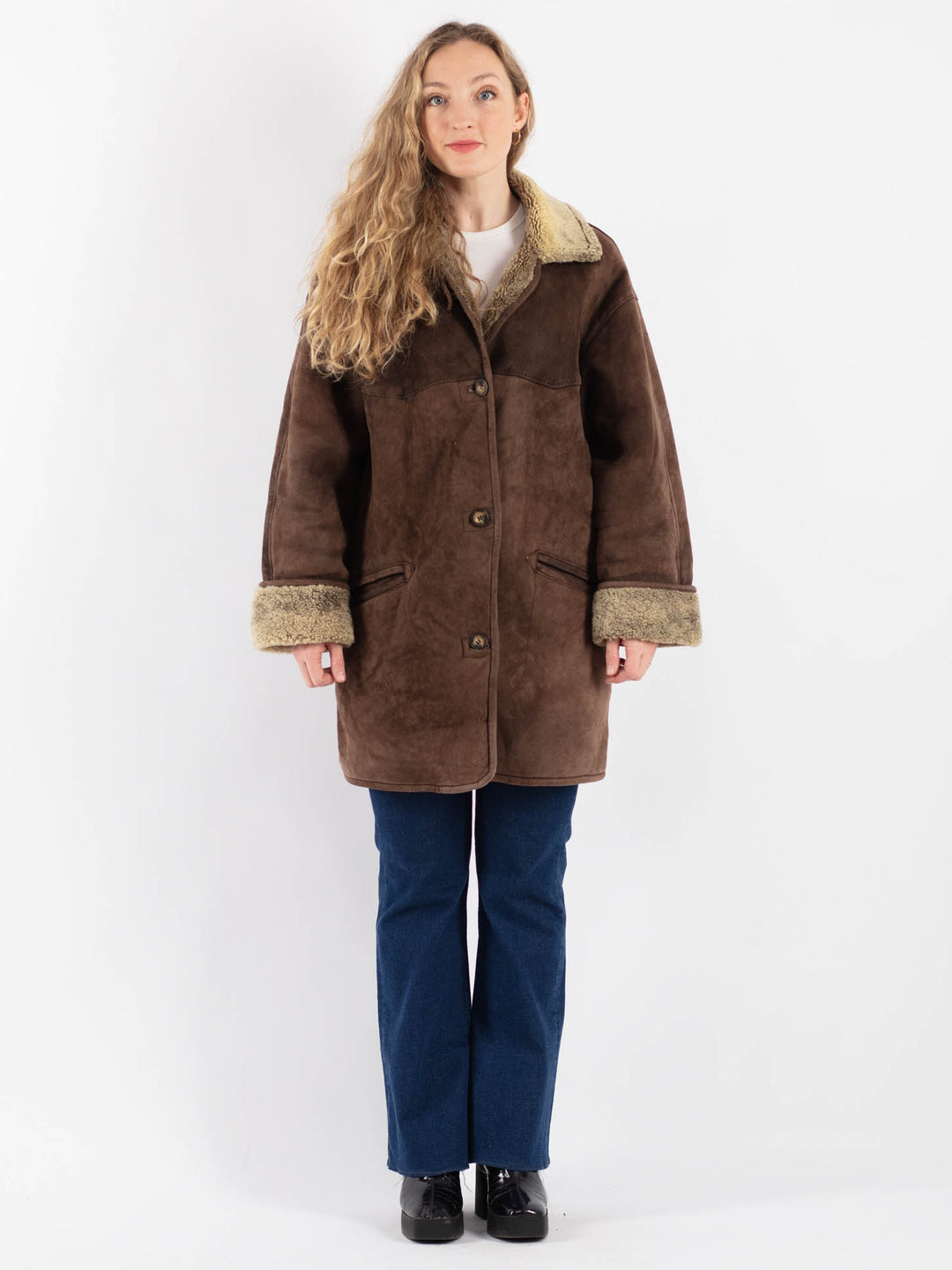 Vintage 90's Women Sheepskin in BrownV9167