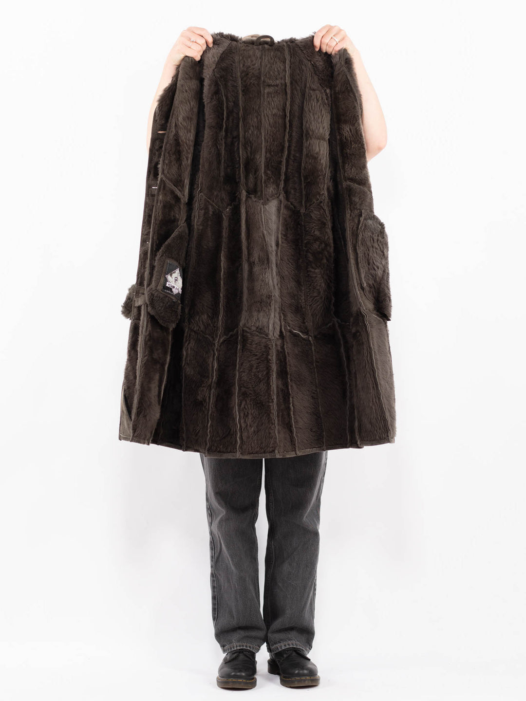 Vintage 90's Women Sheepskin Coat in GrayA0654