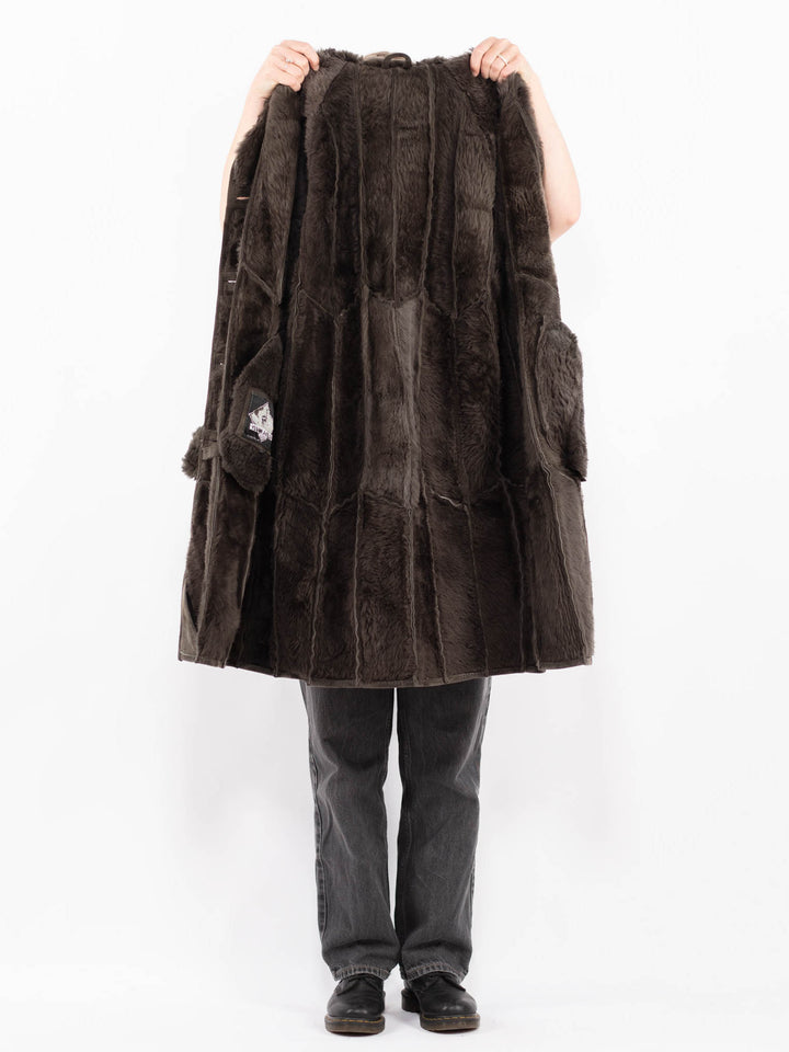 Vintage 90's Women Sheepskin Coat in GrayA0654