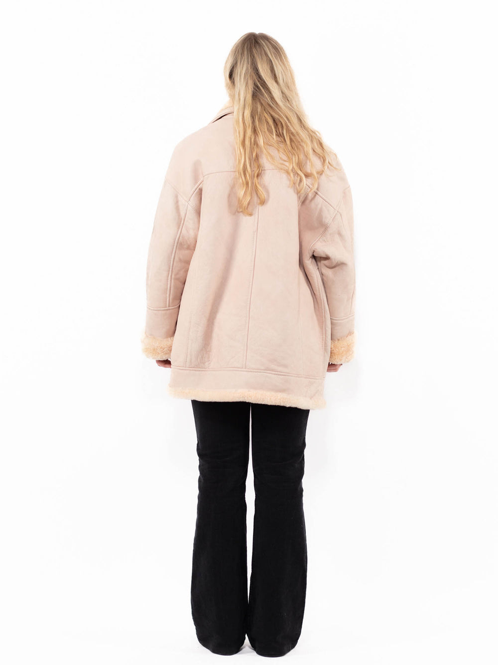 Vintage 90's Women Sheepskin Coat in PinkA0936