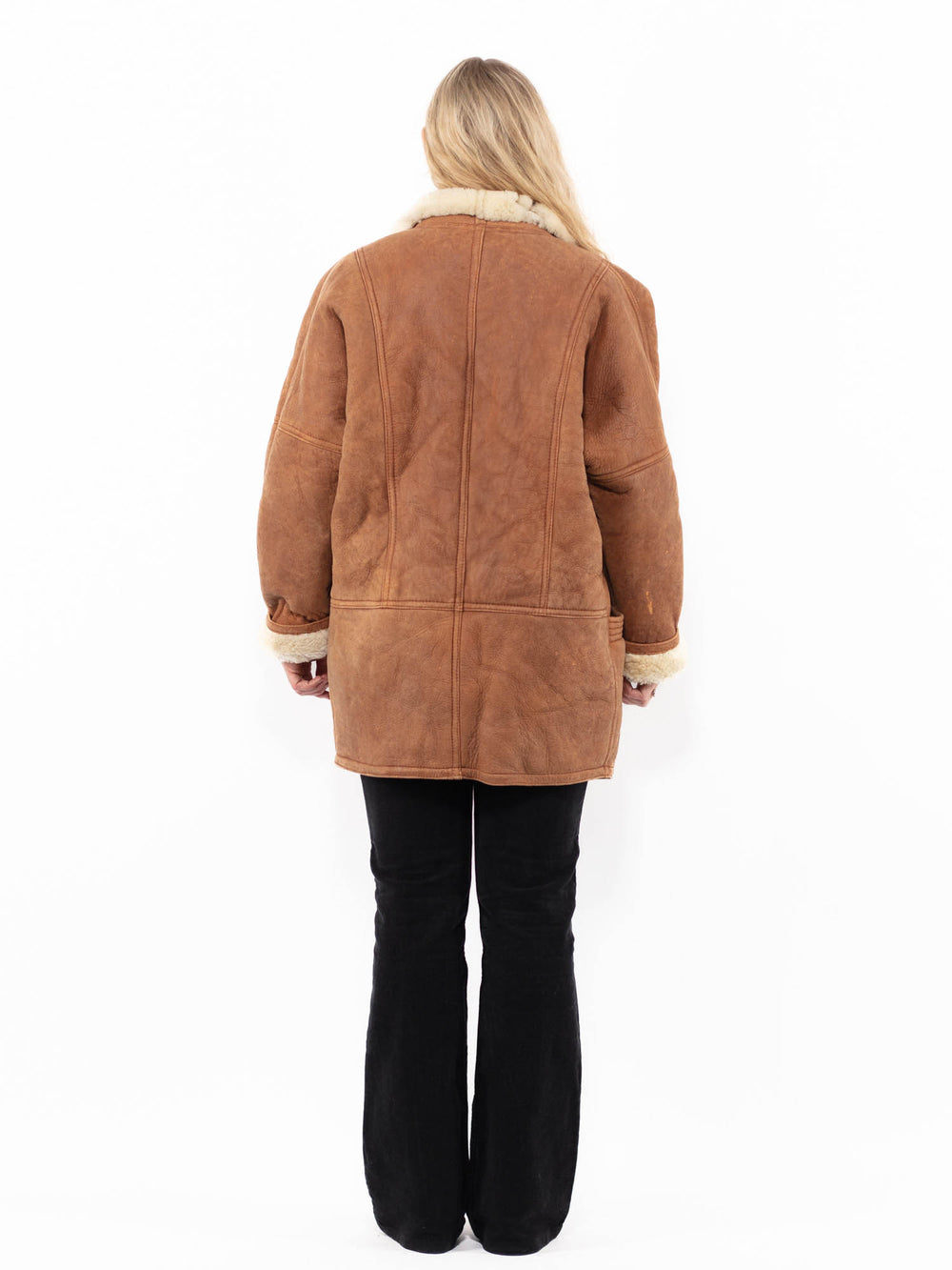 Vintage 90's Women Sheepskin Shearling Coat in BrownA0937
